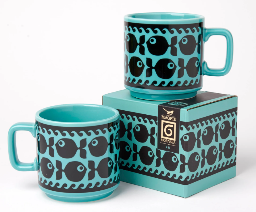 Hornsea Potteries x Magpie Fish Teal Mug