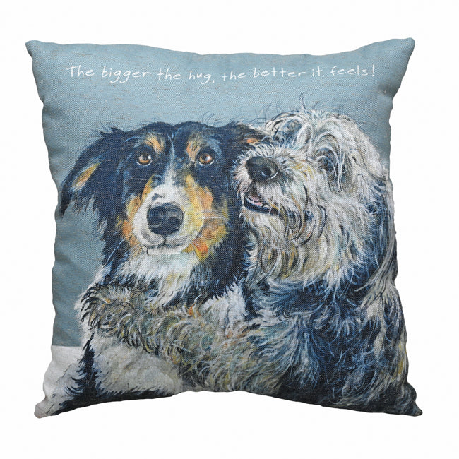 The Bigger the Hug Square Cushion - Collie Dogs