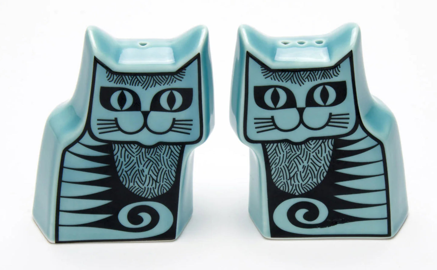 Hornsea Pottery x Magpie Cat Teal Cruet Set