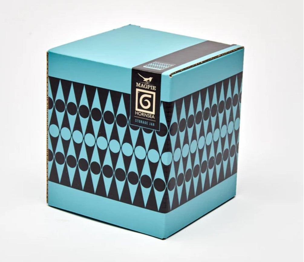 Hornsea Pottery x Magpie Teal Backgammon Storage Jar