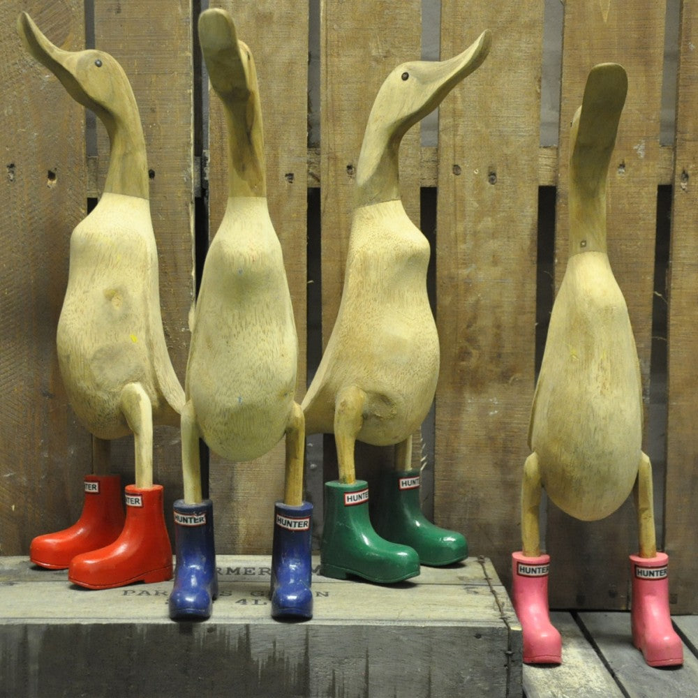 Large Wooden Duck with Colourful Wellies