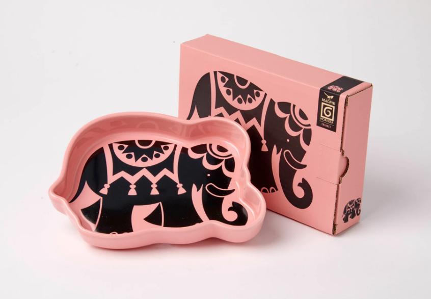 Hornsea Pottery x Magpie Pink Elephant trinket tray