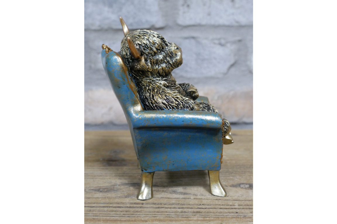 Highland Cow sat on chair
