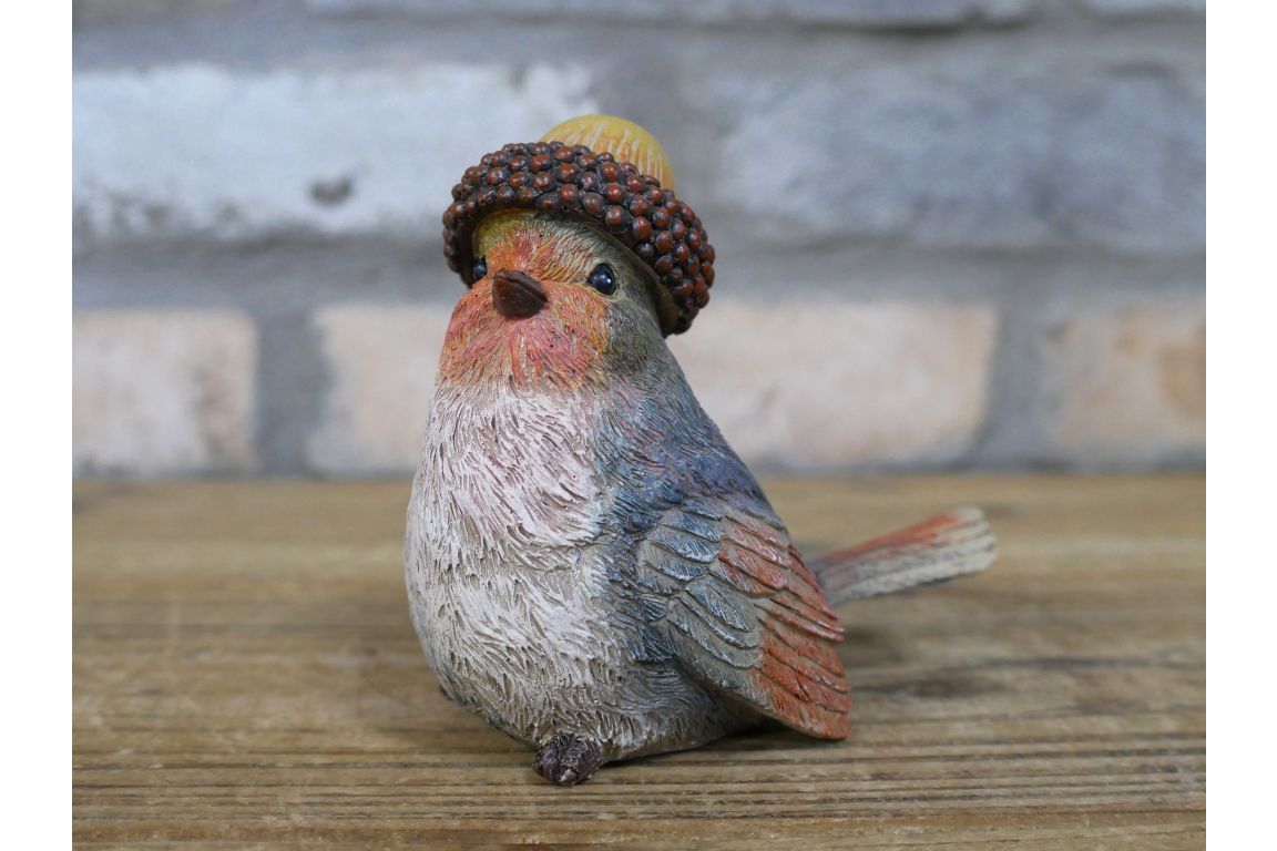 Robin with Acorn Hat