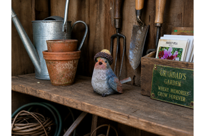 Robin with Acorn Hat