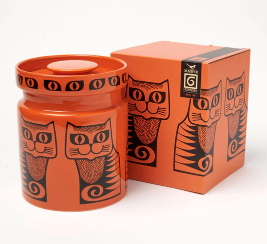 Hornsea Pottery x Magpie Orange Cat large jar