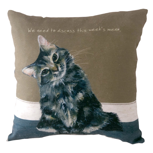 Cat Menu Square Cushion