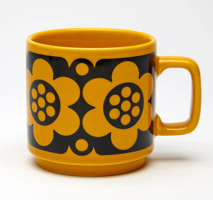 Hornsea Pottery x Magpie Yellow Geo Flower Mug