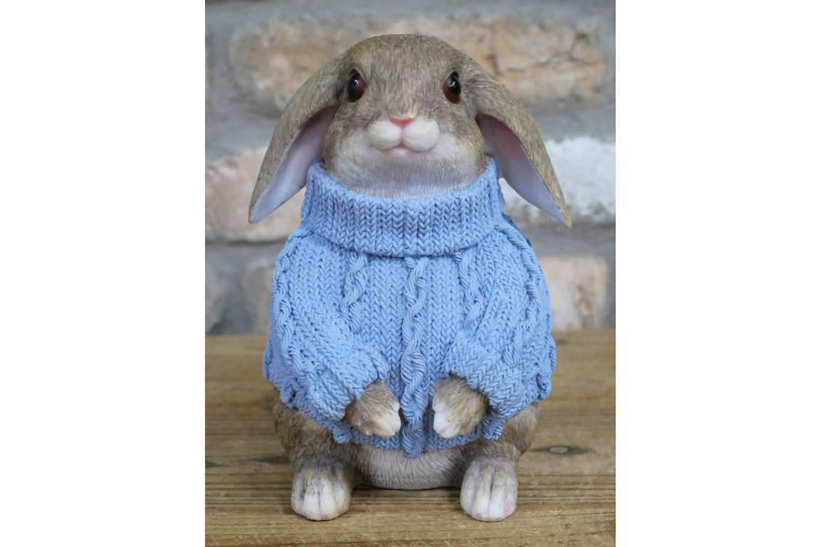 Small Rabbit with Blue Sweater