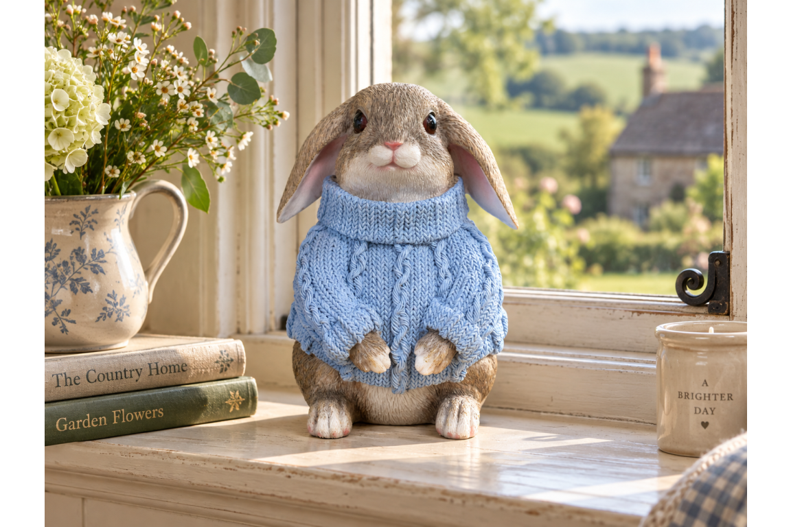 Small Rabbit with Blue Sweater