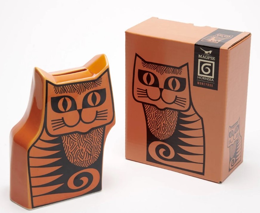 Hornsea Pottery x Magpie Cat Orange Money Box