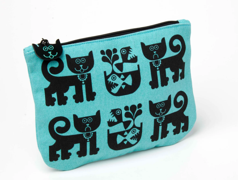 Hornsea Pottery x Magpie Teal Cat & Pirhana Pouch